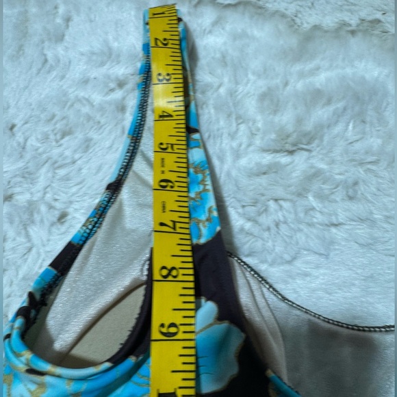 Maxine of Hollywood Bathing Suit Sz 14 Swim Dress Padded Blue Floral One Piece - Picture 16 of 17